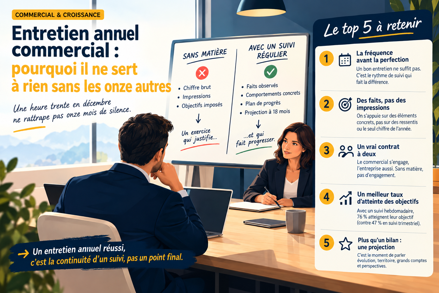 Entretien annuel commercial : pourquoi il ne sert à rien sans les onze autres